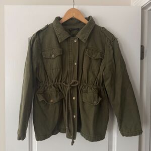 Brandy Melville Olive Green Utility Jacket Sherpa Lined One Size (XS-S)